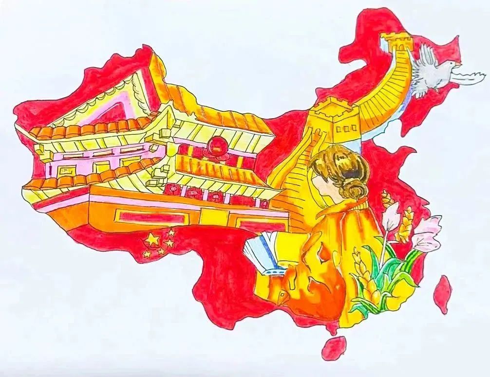 小学生国庆节绘画《我和我的祖国》作品（16）