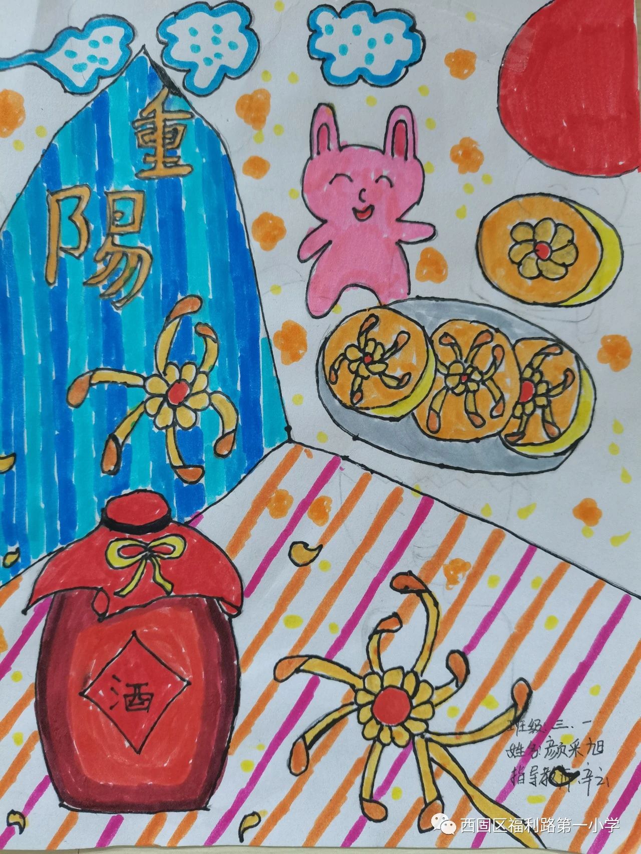 敬老节主题的绘画小学生作品（八）