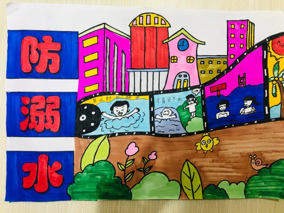“珍爱生命 远离危险水域”儿童画画图片作品（十五）