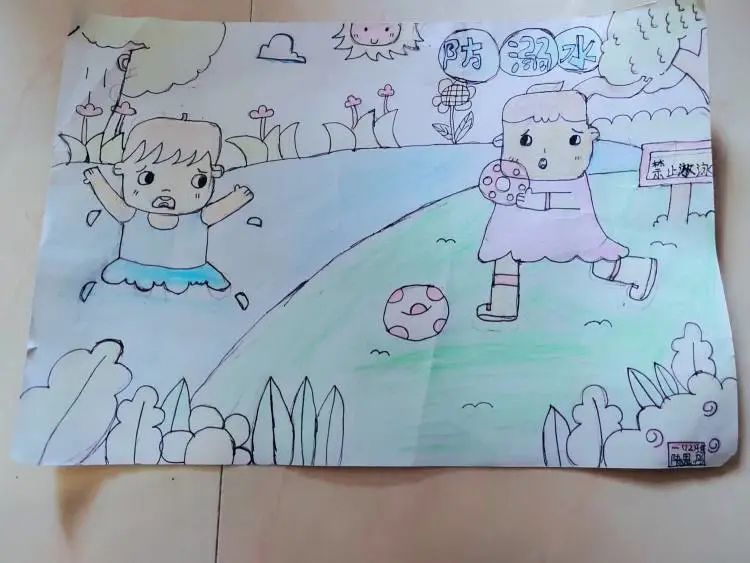 小学生防溺水儿童画图片大全（七）