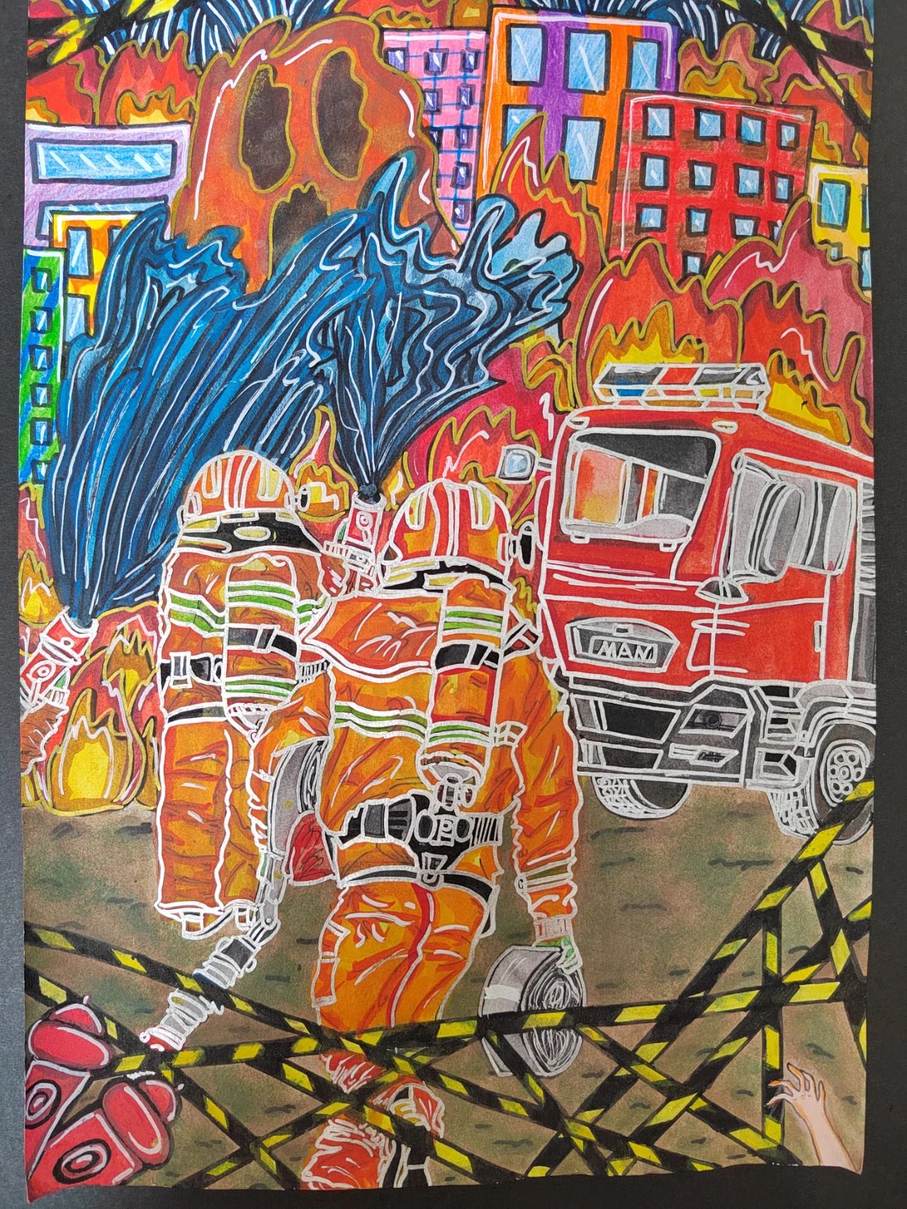 “手绘消防梦 笔述消防情”用心的儿童画作品（2）