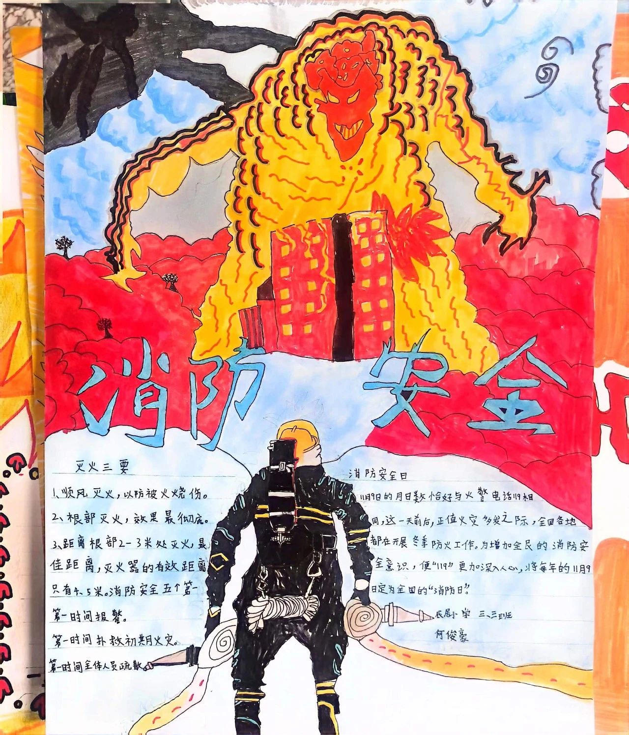 “手绘消防梦 笔述消防情”用心的儿童画作品（12）