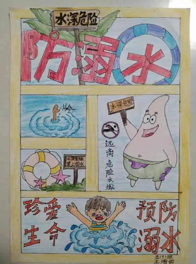 小学生防溺水儿童画图片大全（五）