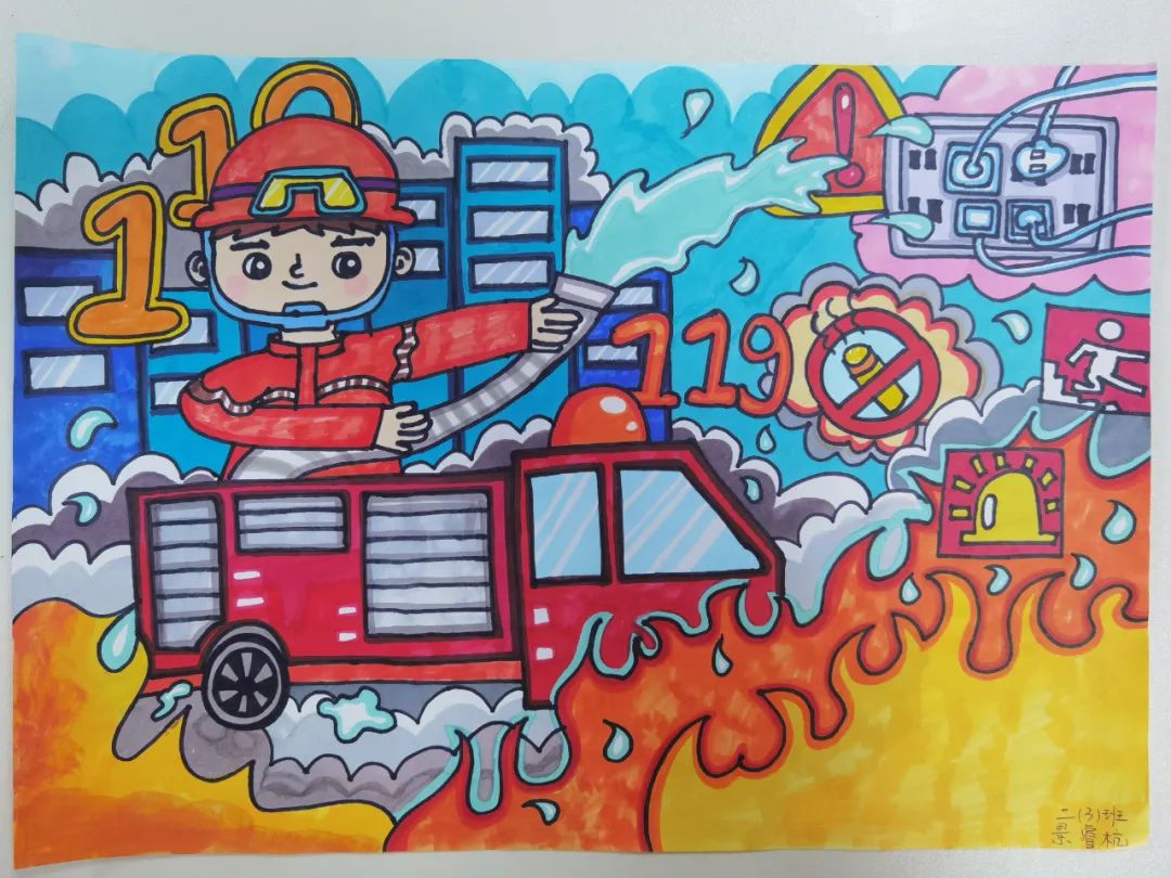 “预防为主 生命至上”消防安全主题绘画（8）