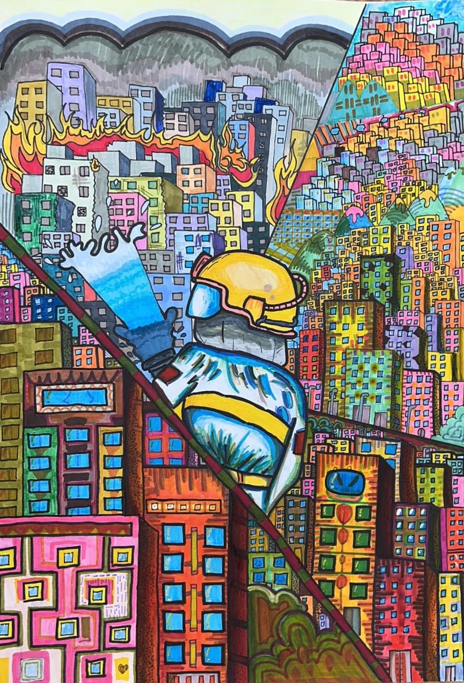 “全国消防日 致敬最美逆行者”画画图片（19）