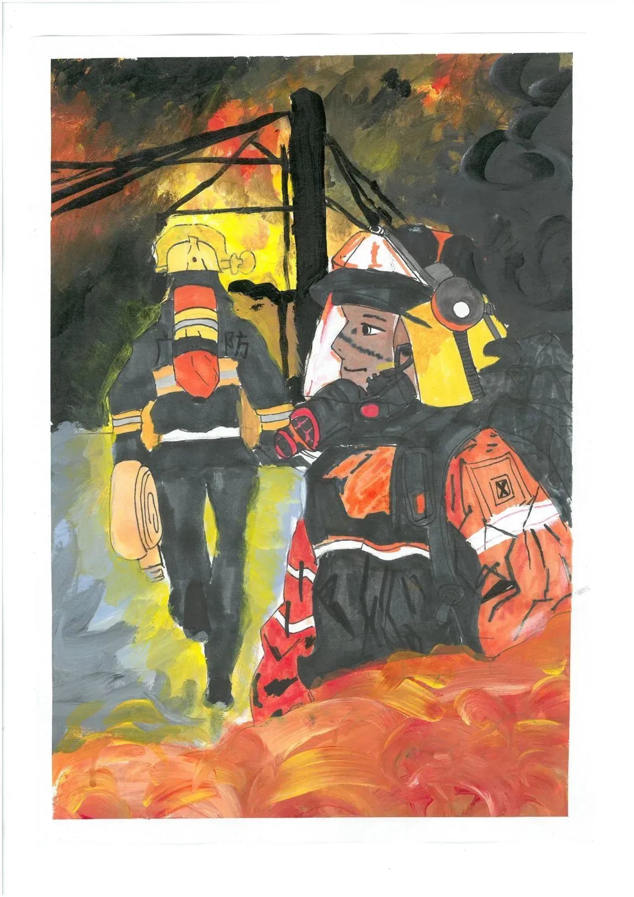 “致敬最美逆行者”消防安全绘画（7）
