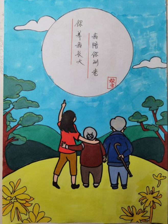 “我们的家风家训”孝顺主题的儿童画（九）