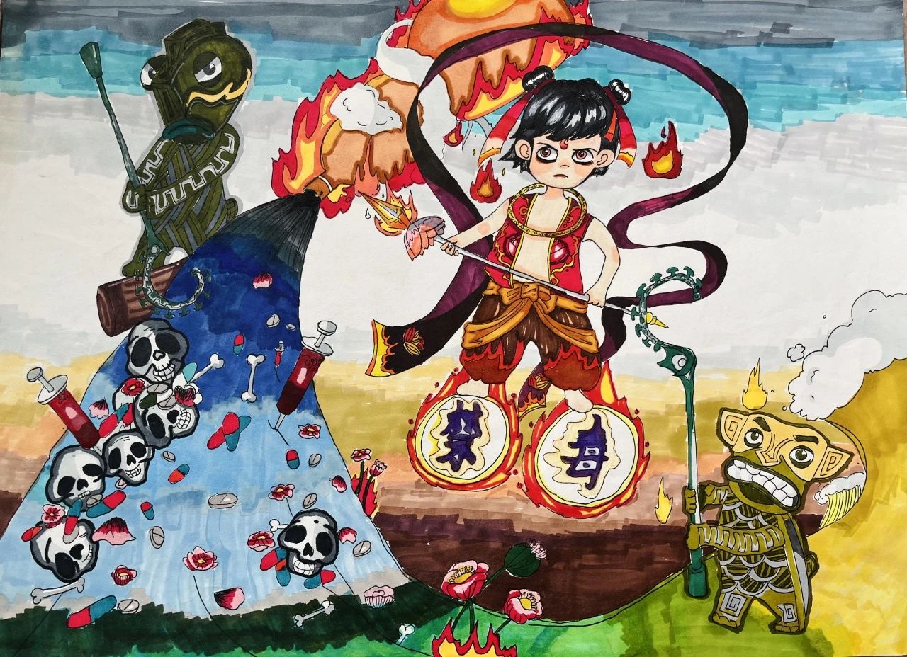 2023禁毒主题创意儿童画画图片（一）