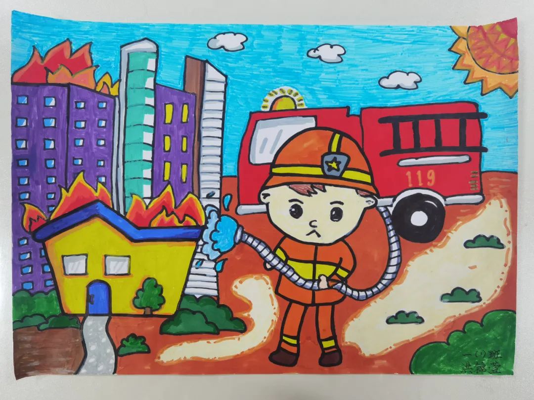 “预防为主 生命至上”消防安全主题绘画（6）