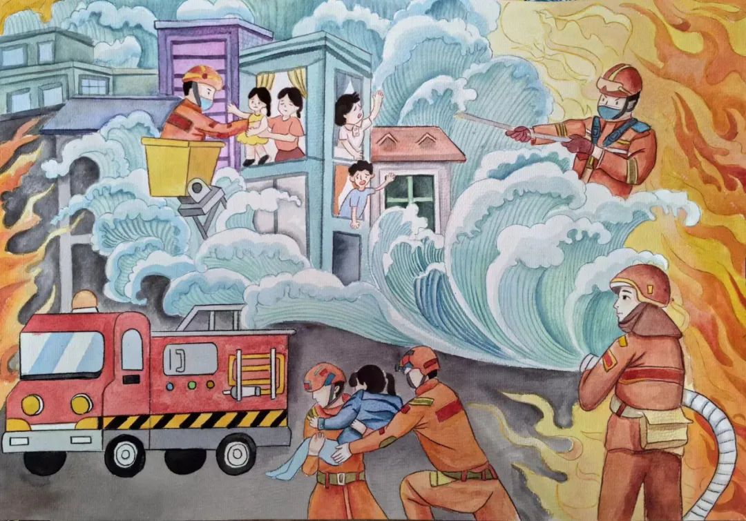 “消防安全在我心中 致敬逆行英雄”绘画作品（19）