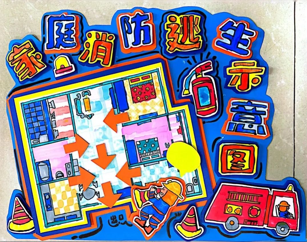 家庭消防疏散逃生示意画画图片（2）