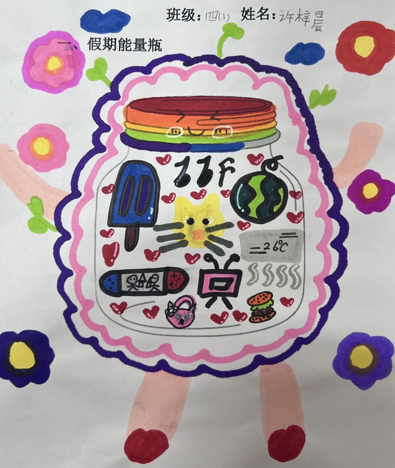 “为心赋能 打造自己的能量瓶”心理健康儿童画第一张
