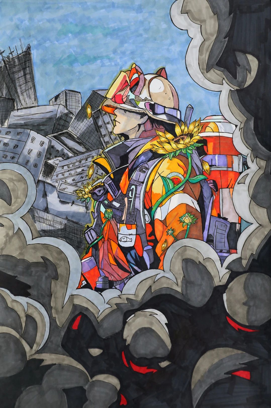 “消防安全在我心中 致敬逆行英雄”绘画作品（9）