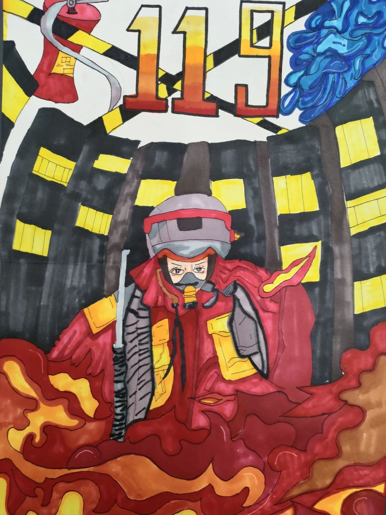 “关注消防 共建平安”消防安全绘画青少年作品四
