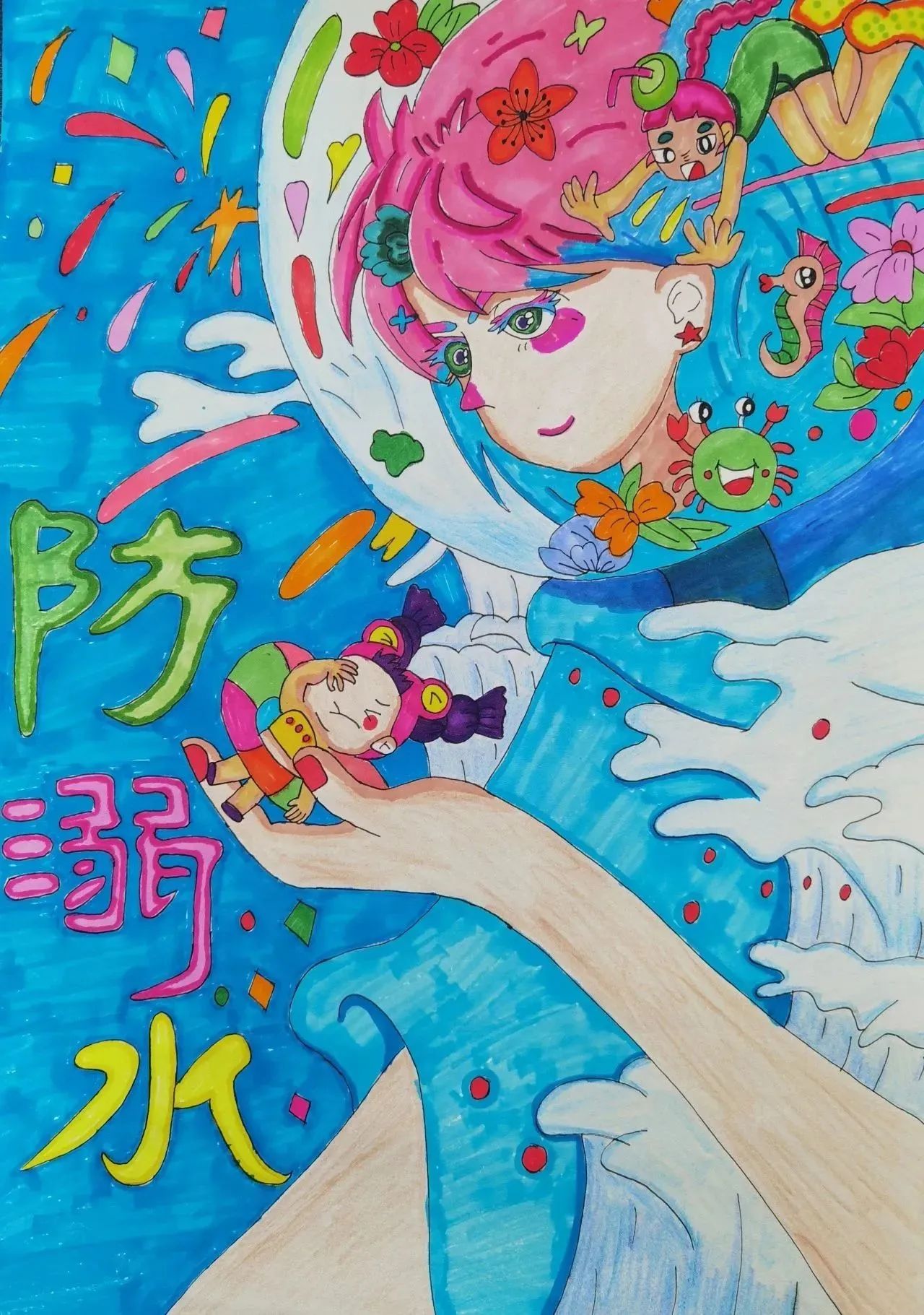 防溺水安全教育内容画画图片（19）