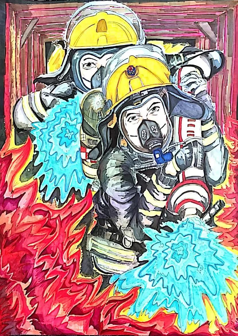 “全国消防日 致敬最美逆行者”画画图片（9）