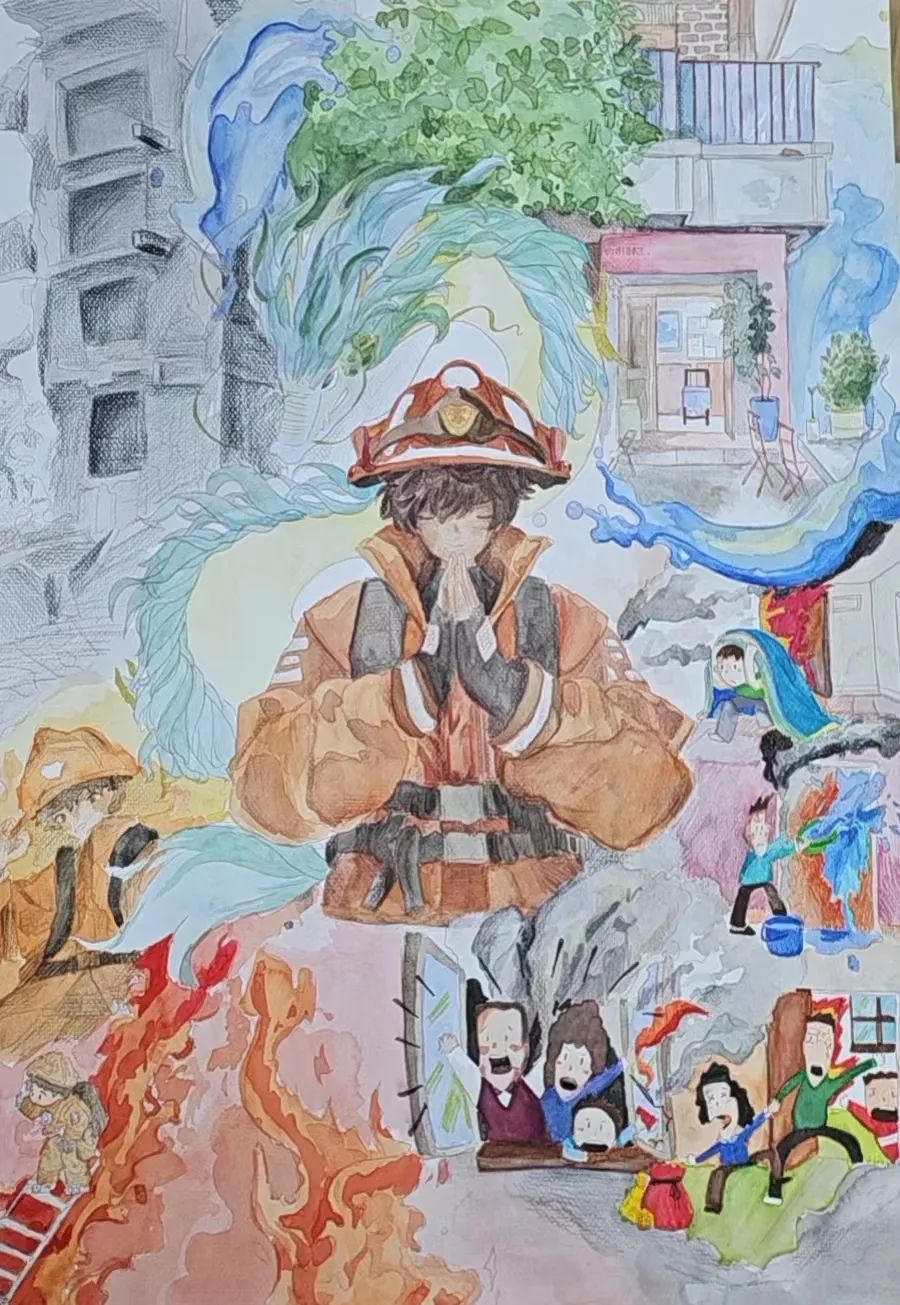 “致敬火焰蓝 安全记心间”儿童绘画（4）