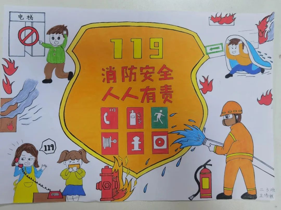 “预防为主 生命至上”消防安全主题绘画（17）
