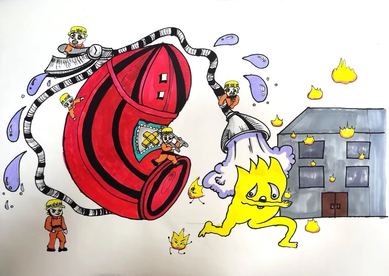 “致敬火焰蓝 安全记心间”儿童绘画（10）