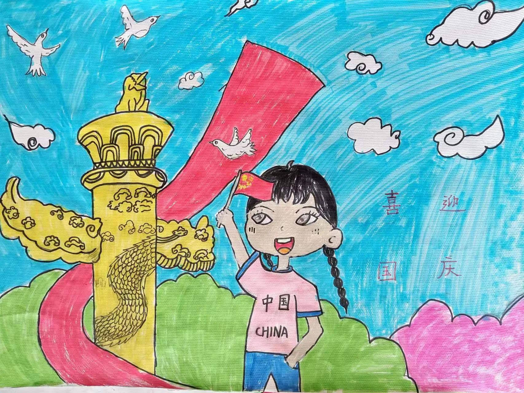 2023迎中秋庆国庆绘画作品小学（10）