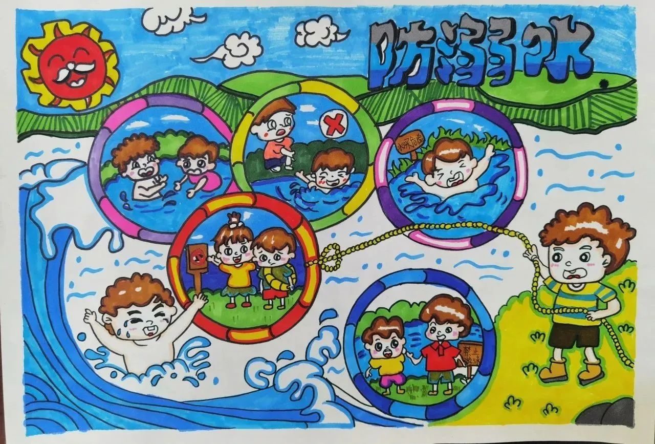 “安全第一 珍爱生命”防溺水儿童画（9）