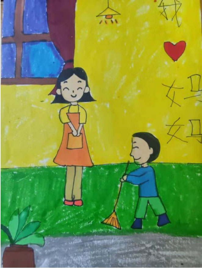 “我们的家风家训”孝顺主题的儿童画（五）