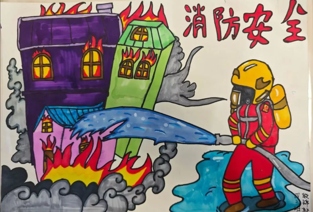 10张“人人讲安全 个个会应急”消防安全主题绘画（第1张）