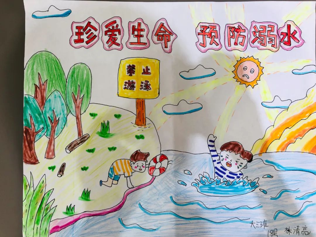 防溺水安全教育内容画画图片（8）