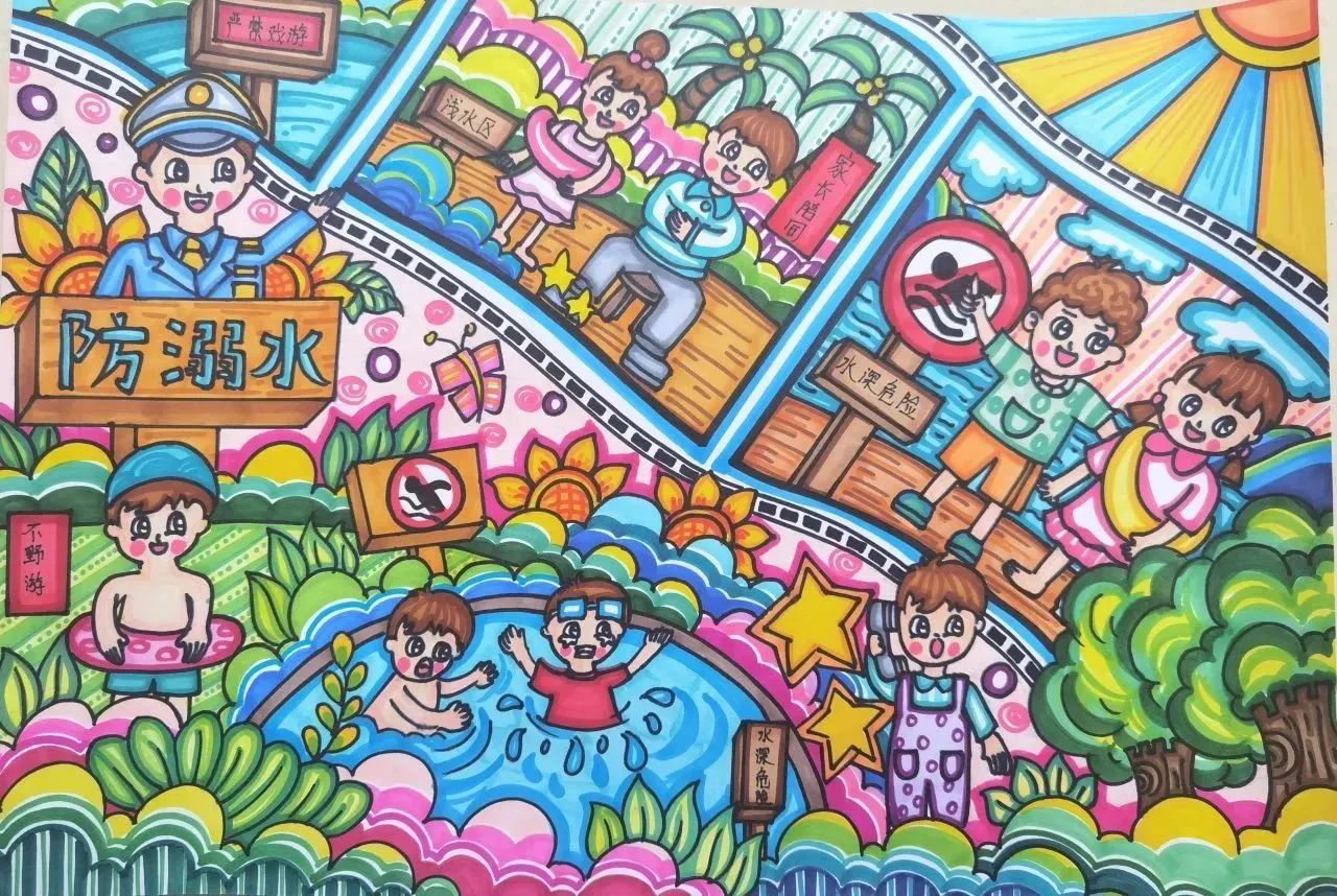 “安全第一 珍爱生命”防溺水儿童画（13）