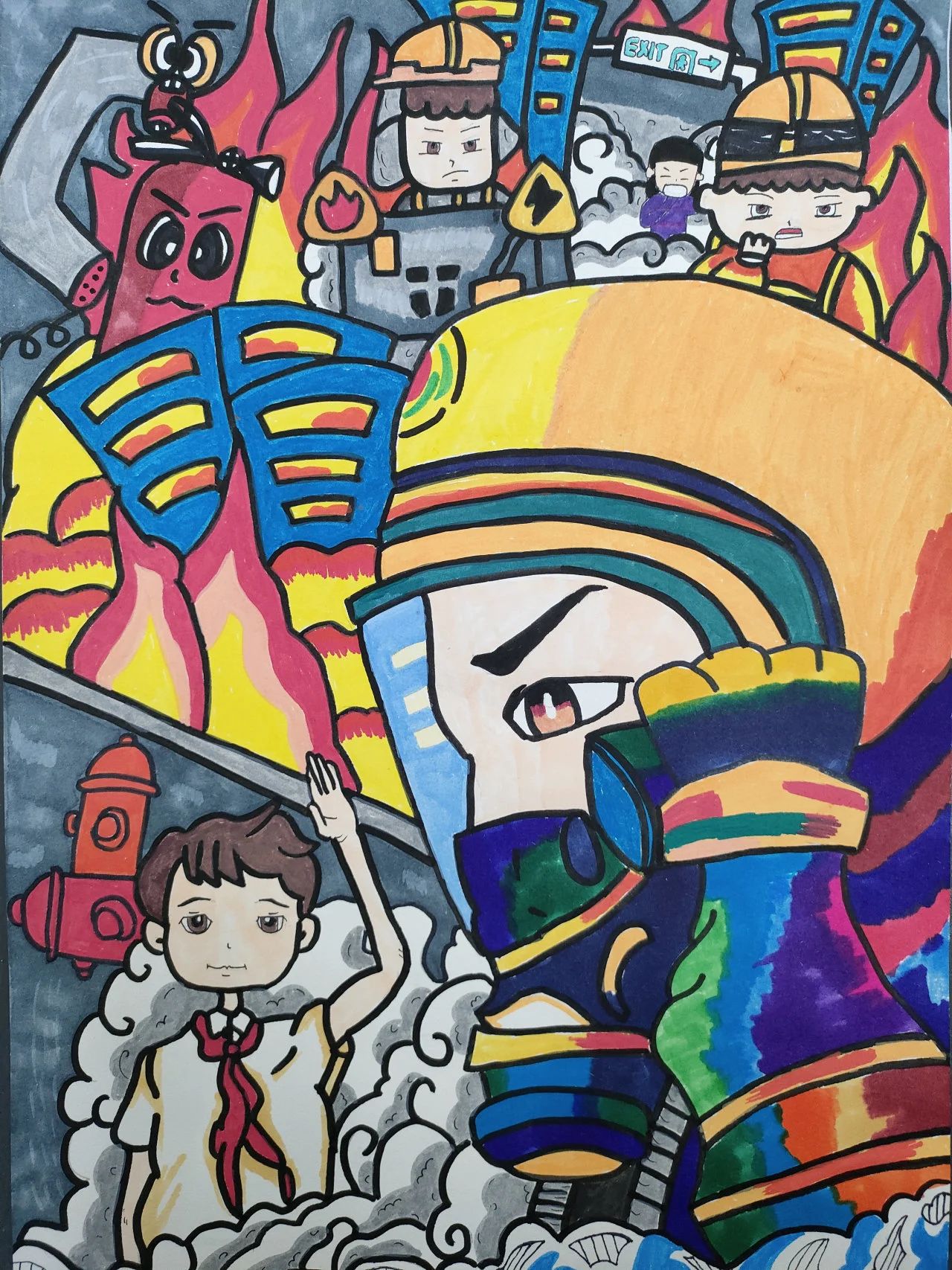 “关注消防 共建平安”消防安全绘画青少年作品十四