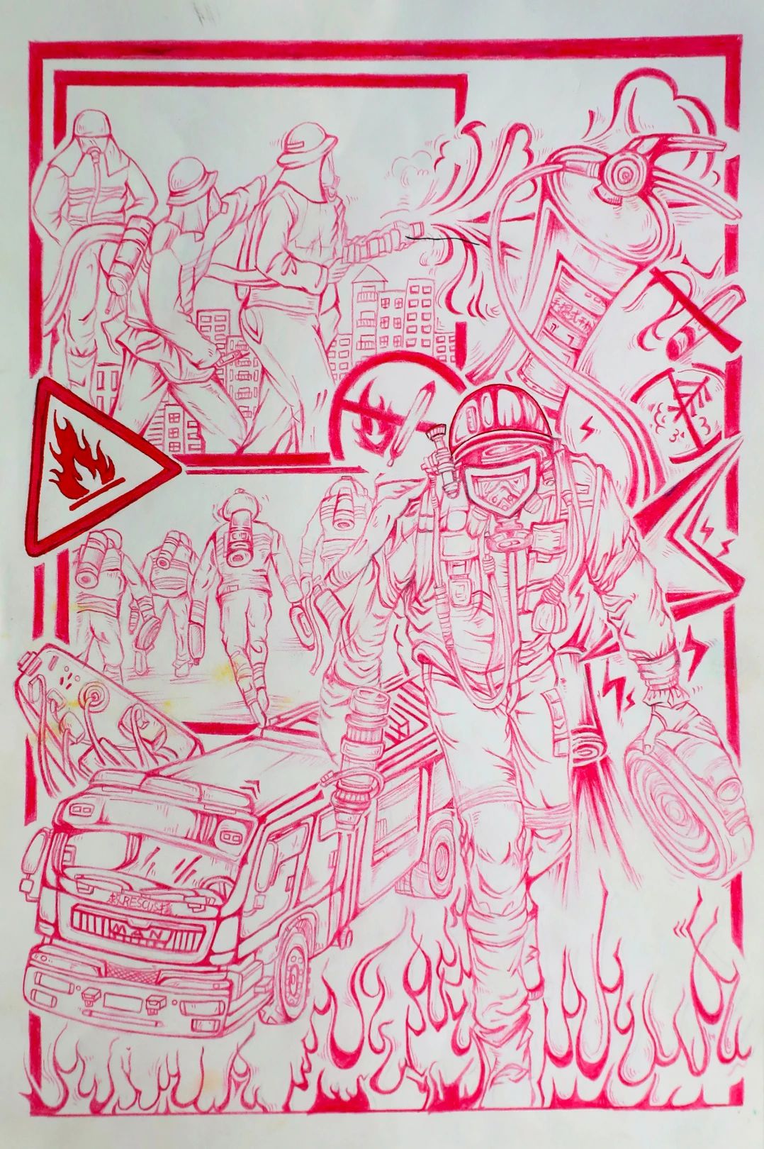 “消防安全在我心中 致敬逆行英雄”绘画作品（13）