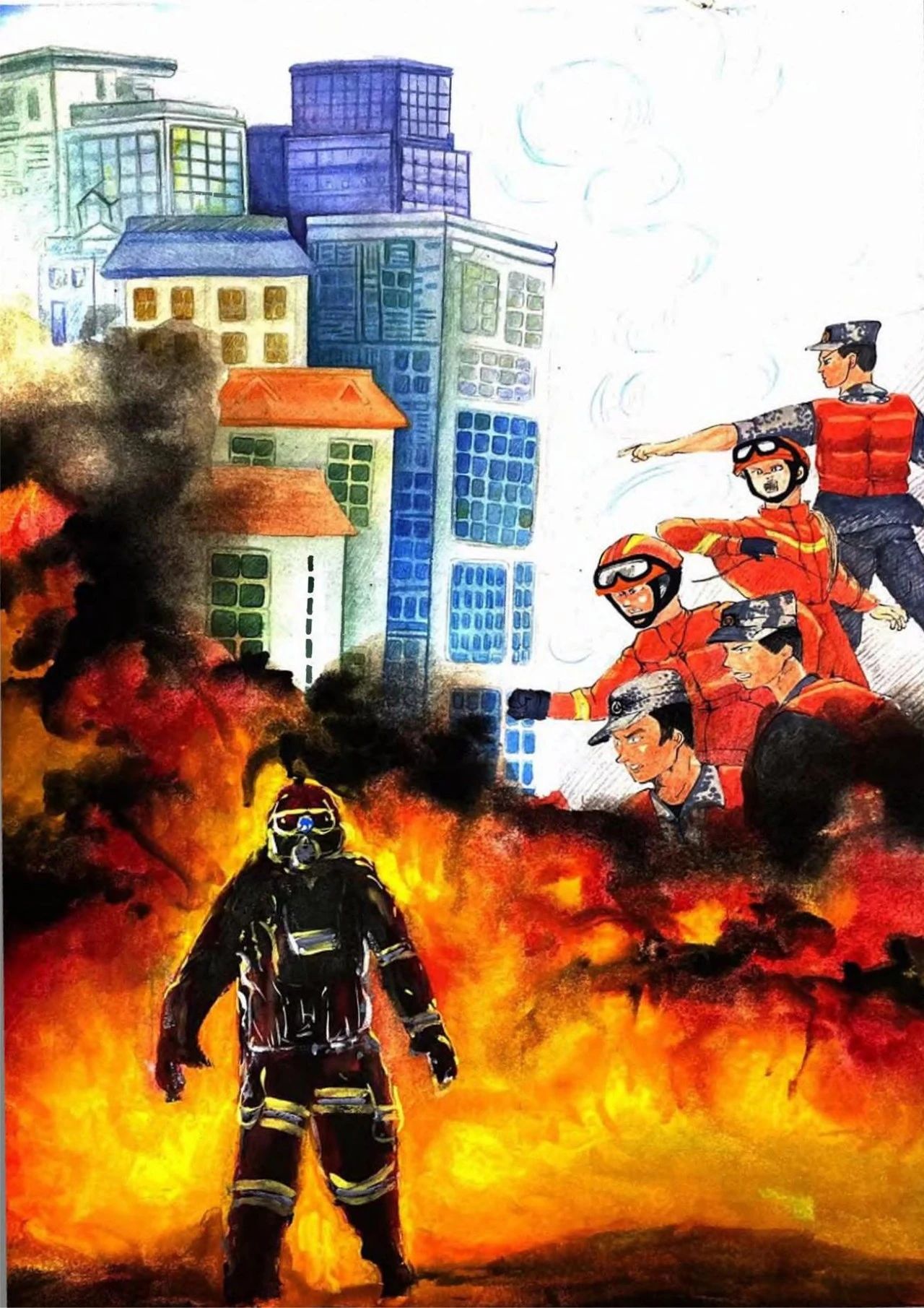 “你好 英雄火焰蓝”绘画作品赏析（19）