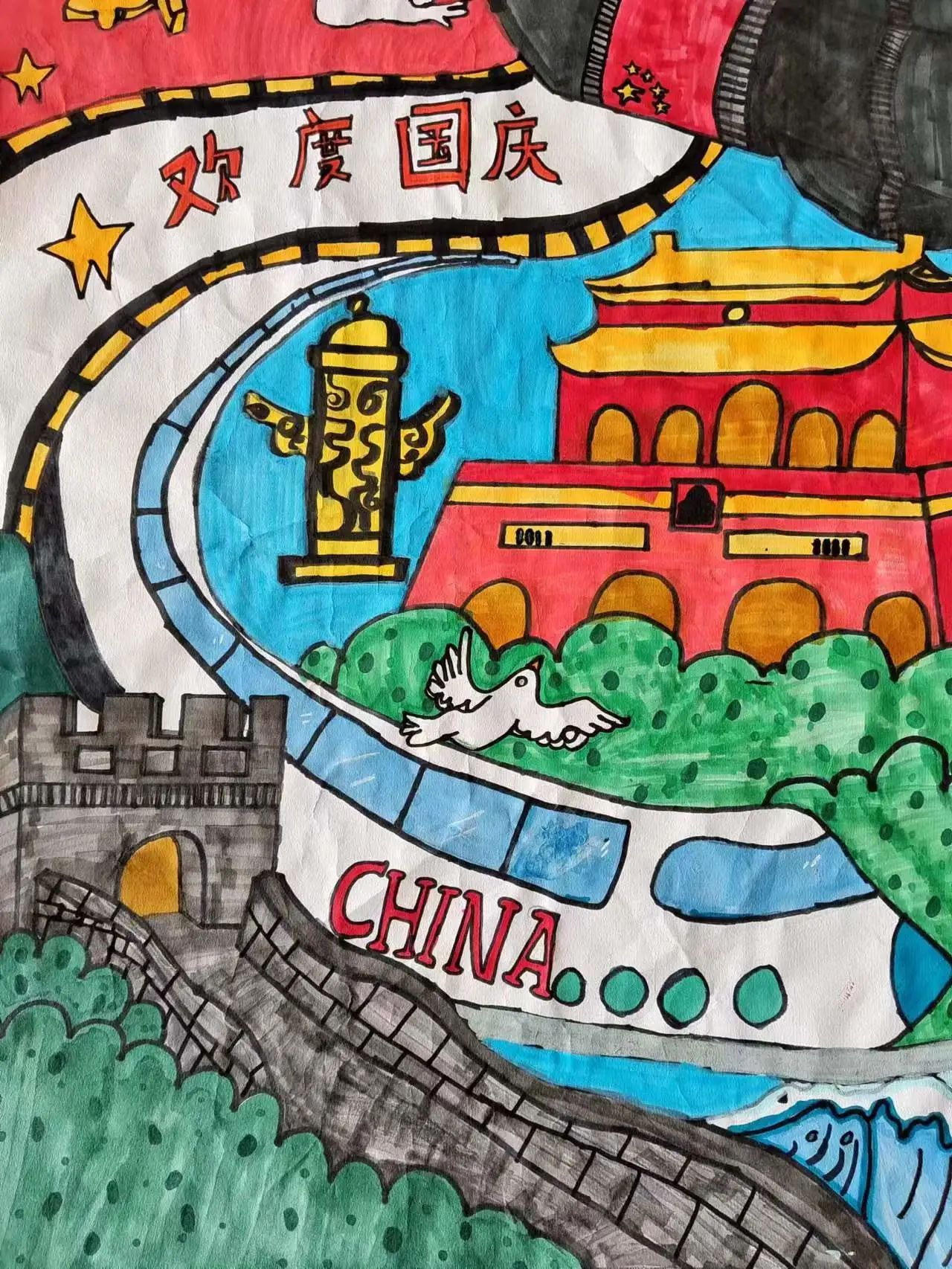 2023迎中秋庆国庆绘画作品小学（1）