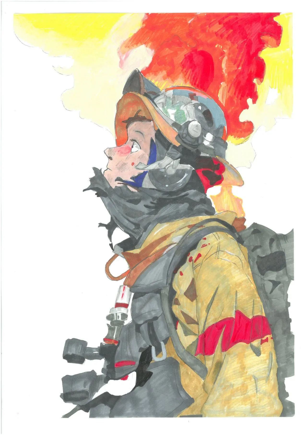 消防员最美逆行画画图片优秀作品（四）