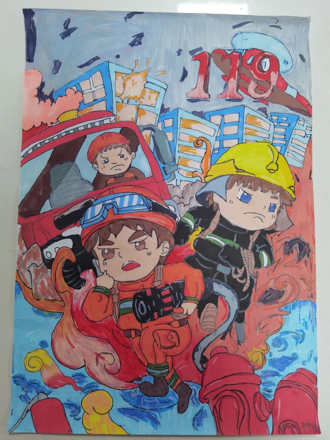“预防为主 生命至上”消防安全主题绘画（20）