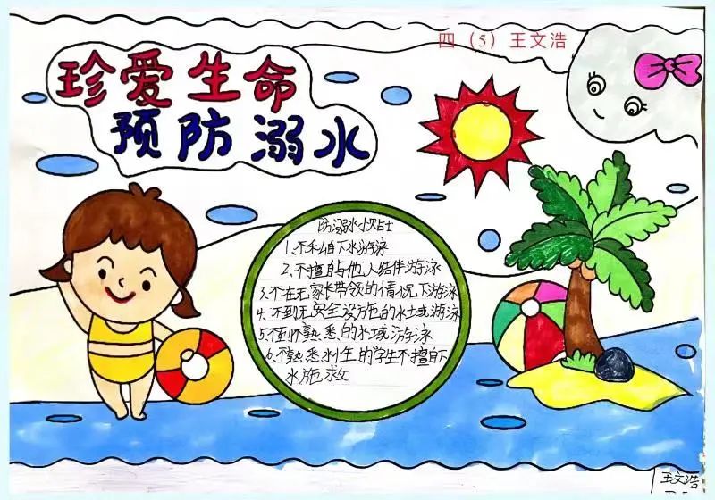 2023暑期安全教育防溺水画画图片（1）