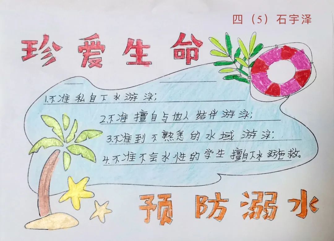 2023暑期安全教育防溺水画画图片（7）