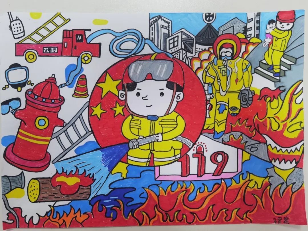 “预防为主 生命至上”消防安全主题绘画（7）
