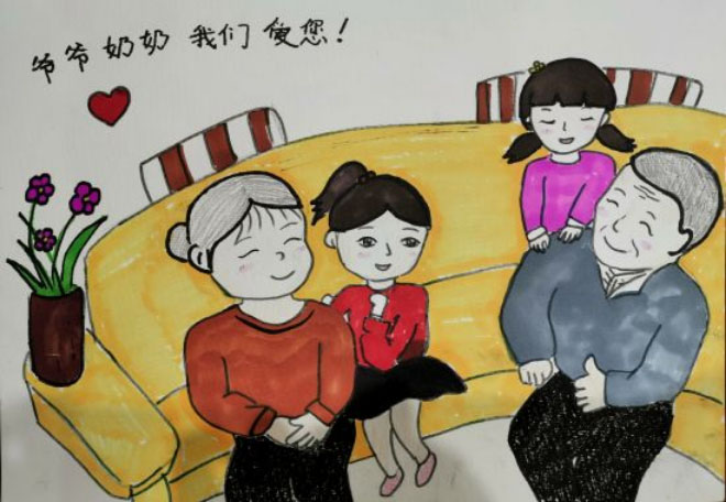 “我们的家风家训”孝顺主题的儿童画（七）