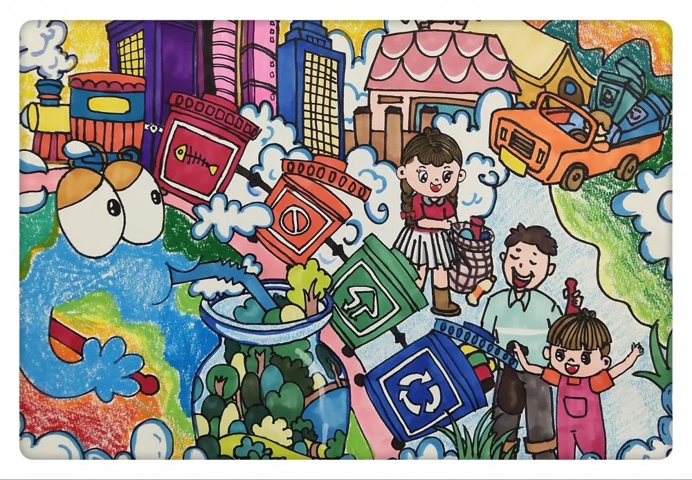 “美丽中国 绿色低碳生活”儿童画图片（一）