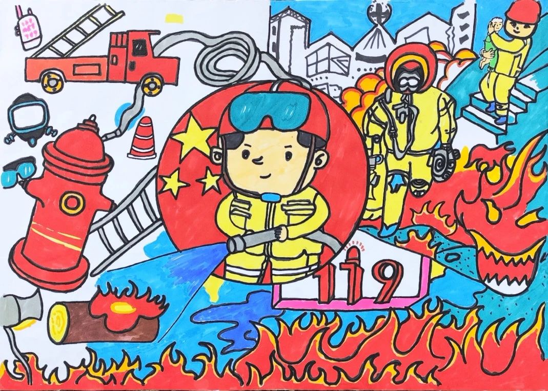 “我心中的英雄——火焰蓝”儿童画作品（二十）