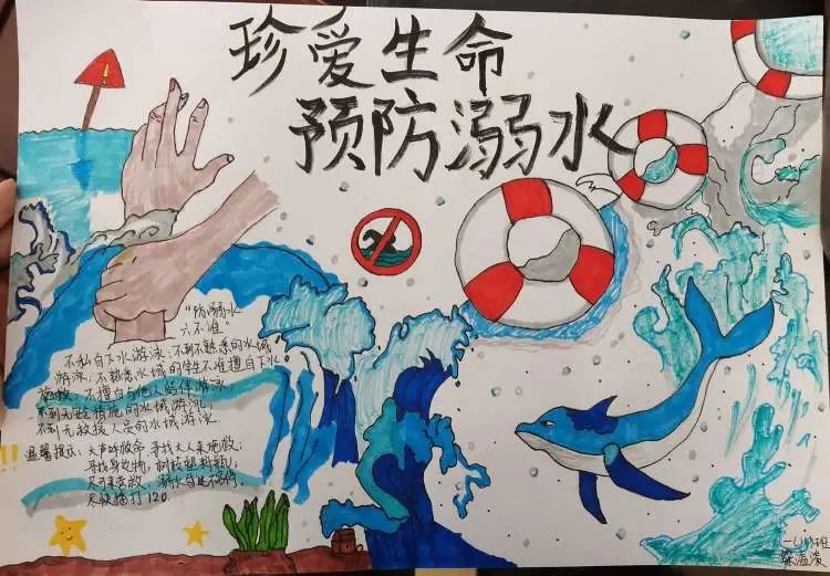 小学生防溺水儿童画图片大全（六）