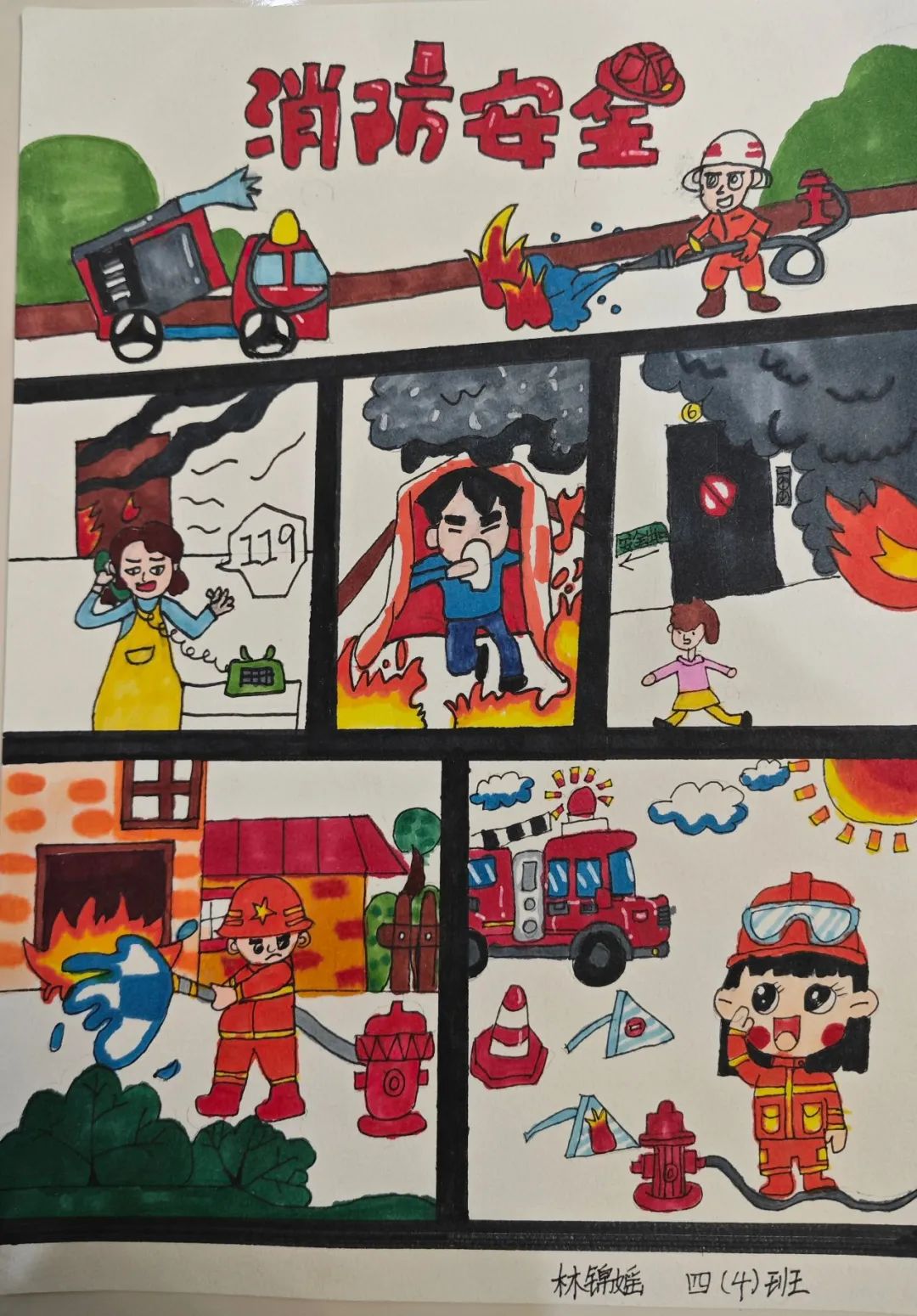 10张“人人讲安全 个个会应急”消防安全主题绘画（第3张）