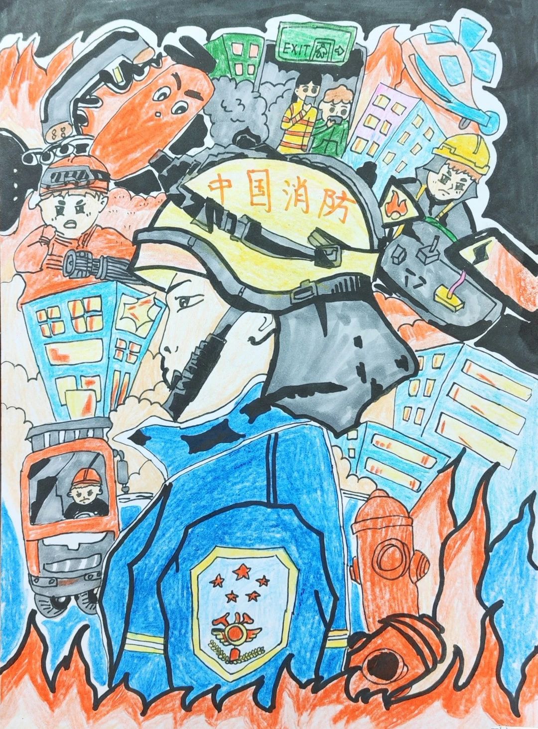 “我心中的英雄——火焰蓝”儿童画作品（五）
