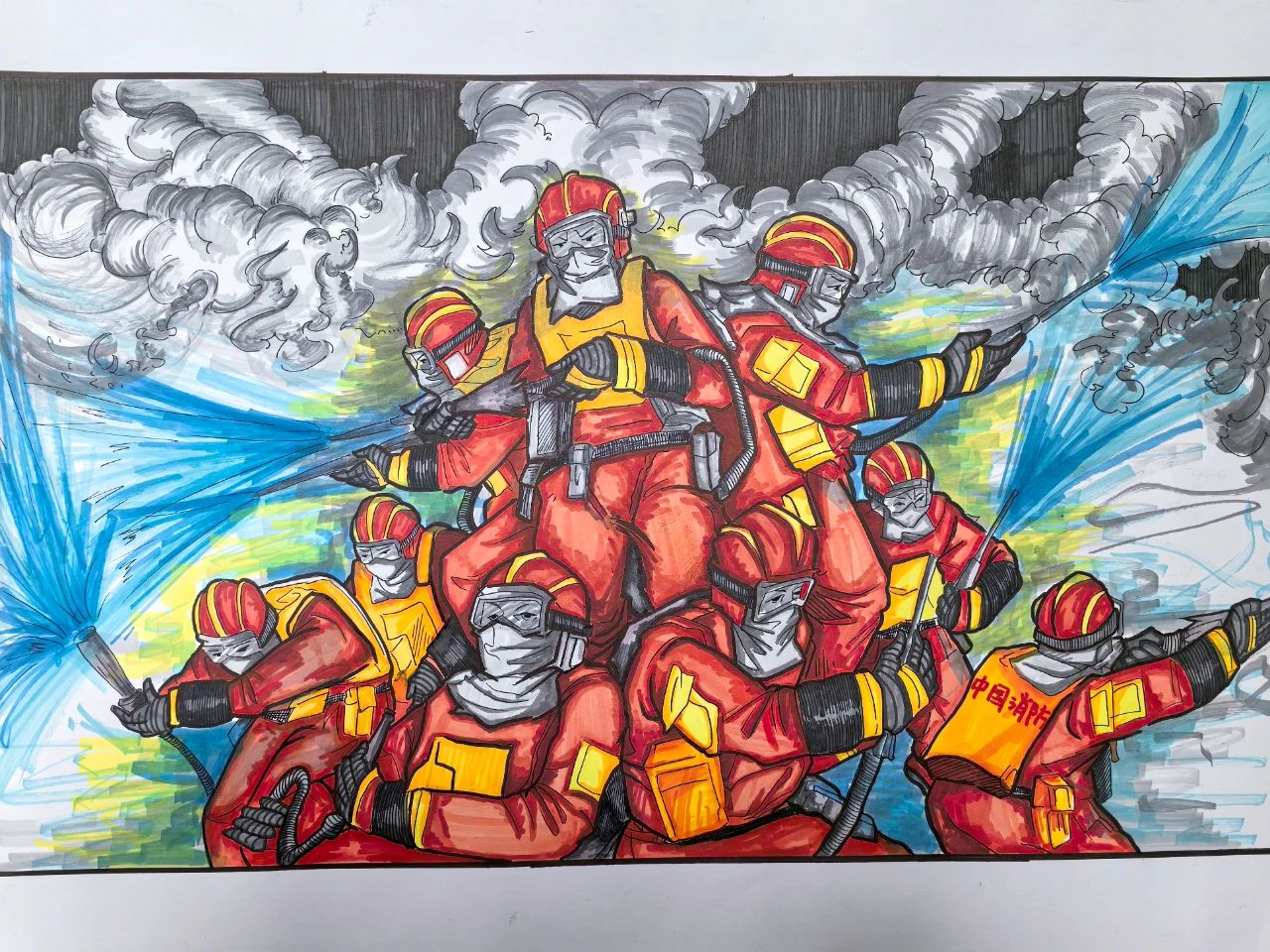 “全国消防日 致敬最美逆行者”画画图片（20）