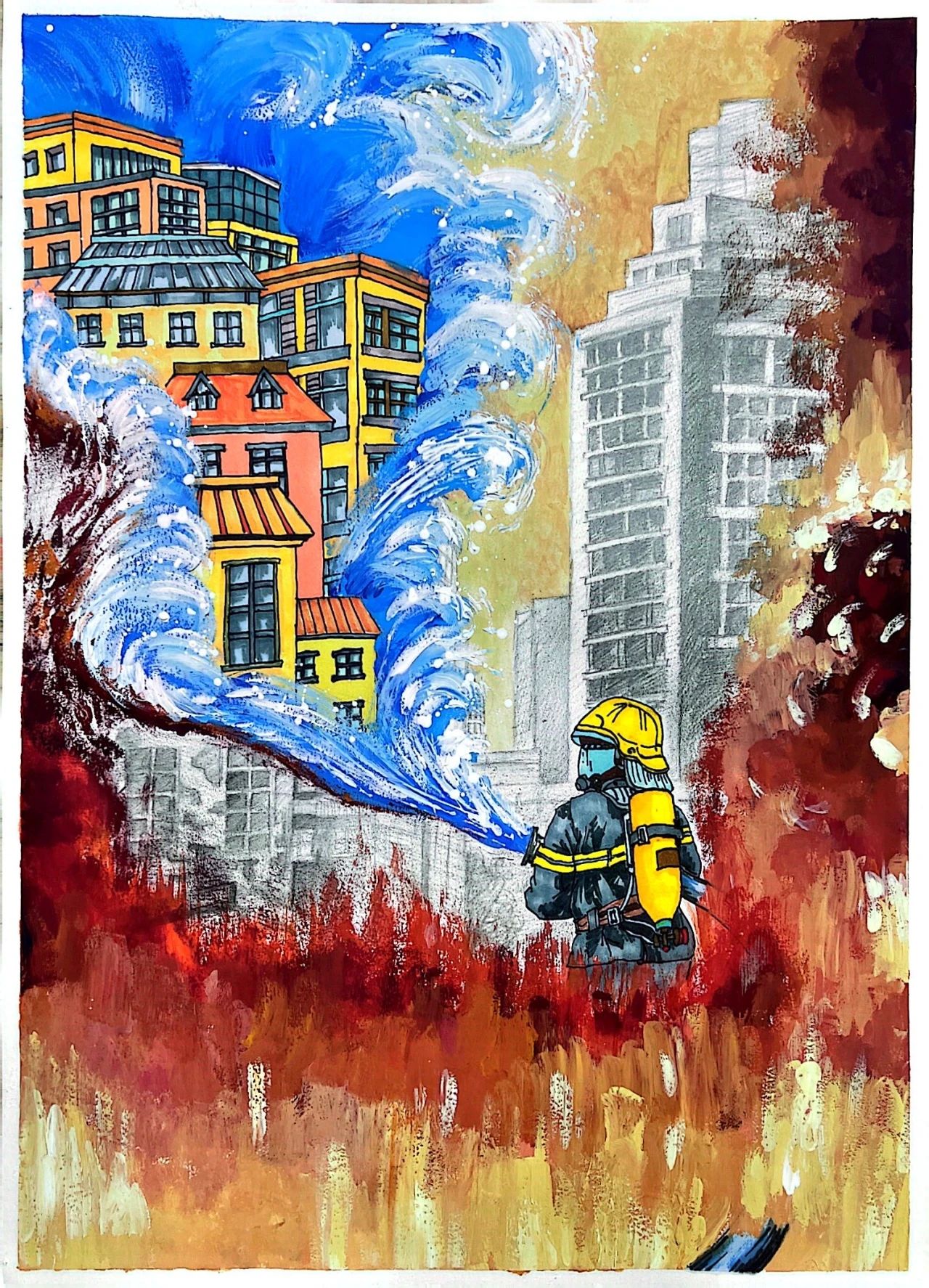 “我心中的英雄——火焰蓝”儿童画作品（一）