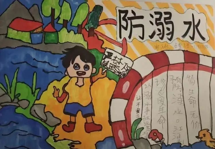 小学生防溺水儿童画图片大全（八）