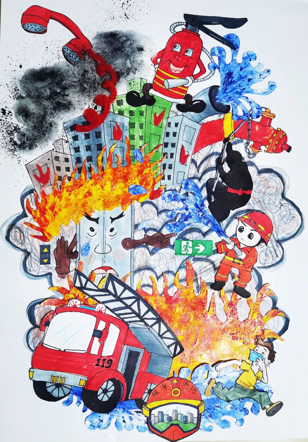 《用无畏 去守卫》消防安全儿童画图片（20）