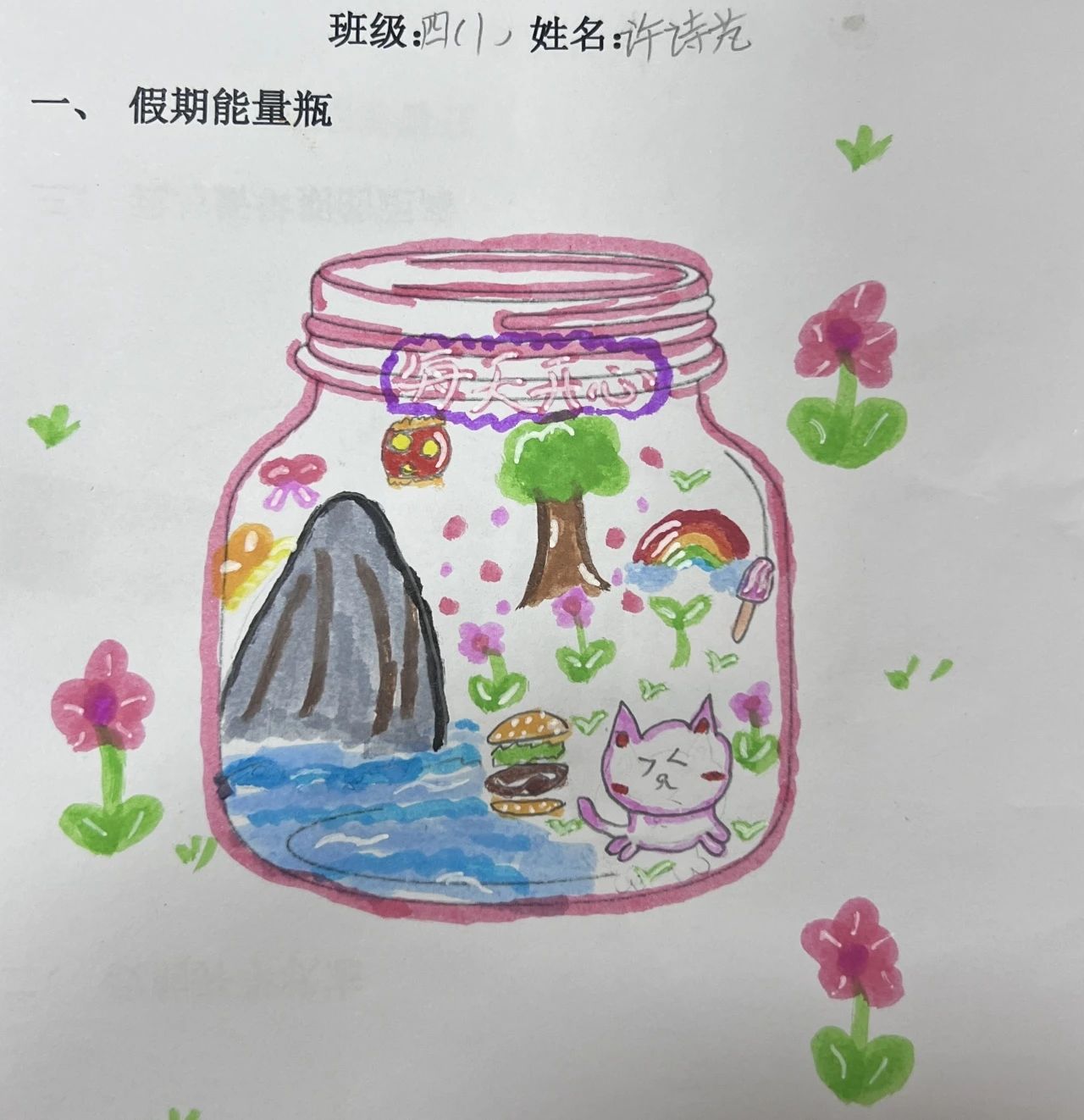 “为心赋能 打造自己的能量瓶”心理健康儿童画第八张