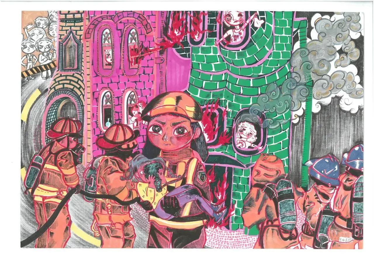 “致敬最美逆行者”消防安全绘画（11）